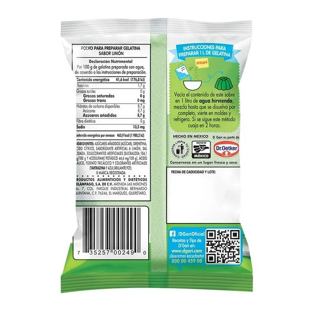Gelatina D'Gari Sabor Limón 120 g
